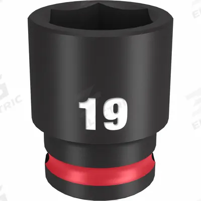 MILWAUKEE Standard Impact Socket: 3/8 in Drive Size, Metric, 19 mm Socket Size, 6-Point - 3/8" Drive Impact Sockets
