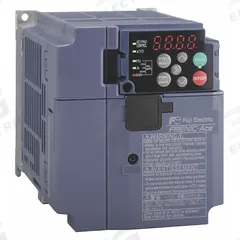 FUJI ELECTRIC Variable Frequency Drive: In Phase Three, Out Phase Three, 15 hp, No Bypass, Heat Sink (MPN FRN0029E2S-4GB). Key specifications — Style: Heat Sink; Color: Black/Blue/Gray; Output Phase: Three.