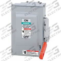 SIEMENS Solar Safety Disconnect Switch: Non-Fusible, 60 A, 600V AC, Indoor, Negative Polarity (MPN HNF362PV). Key specifications — Phase: Three; UL 98B Certification: Yes; Brand: SIEMENS.