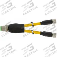 MURRELEKTRONIK Cordset: M12 Male Straight X (2) M8 Female Straight, PUR, Yellow, 0.6 m Cable Lg (MPN 7000-40821-0300060). Key specifications — Cable Jacket Color: Yellow; IP Rating: IP67; Wire Size: 0.25 sq mm; Brand: MURRELEKTRONIK.