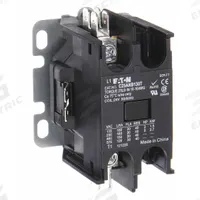 EATON Definite Purpose Magnetic Contactor: 1 Poles, 24V AC, 25 A, Non-Reversing (MPN C25ANB125T). Key specifications — Brand: EATON; Coil Voltage: 24V AC; Contactor Style: HVACR Definite Purpose Contactor; Frame Size: A; Terminal Connection Type: Quick-Disconnect Terminals; Maximum Voltage Rating: 690V AC; Series: C25 Series; Phase: Single.
