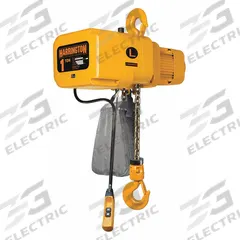 HARRINGTON Electric Chain Hoist: H4 - Heavy Duty, 230/460V AC, Hook Mounted - No Trolley, 1 Speeds (MPN NER040L-10). Key specifications — attr918889: HARRINGTON; attr918909: Quick Disconnect Plugs on Pendant; attr918925: 230/460V AC; attr922366: 28 in - 30 in.