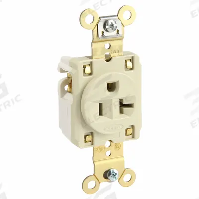 HUBBELL Receptacle: Single, 5-20, Ivory, 125V AC, 20 A, 2 Pole / 3 Wire (MPN HBL5361I) - General Purpose Receptacles