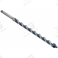 BOSCH Hybrid Drill Bit: 7/16 in Drill Bit Size, 13 in Overall Lg, Hex Shank, 1/4 in Shank Hex Size (MPN NKMT07). Key specifications — attr255259: Hybrid Ship and Spur Auger; attr255260: Carbon Steel; attr255261: PTFE; attr277197: BOSCH.