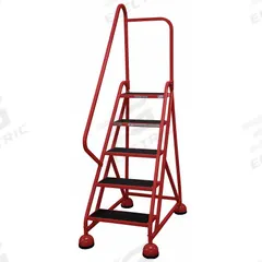 COTTERMAN Rolling Ladder: 3.8 ft Platform Ht, Partially Assembled, Steel, Wt-Actuated Auto-Lock (MPN ST-522 A2 C6 P5). Key specifications — Includes Handrails: Handrails Included; Material: Steel; Brand: COTTERMAN; Color: Red.