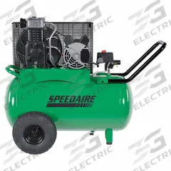 SPEEDAIRE Air Compressor: Splash Lubricated, 20 gal, Horizontal, 2 hp, 6.2 cfm @ 90 psi, 120V AC (MPN C201G). Key specifications — attr48686: Splash Lubricated; attr48685: 120V AC; attr48678: 15A; attr48688: Pump is shipped full of oil; attr48671: SPEEDAIRE; attr124308: Standard (75 dBA or more).