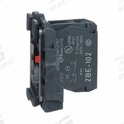 SCHNEIDER Contact Block: 22 mm Panel Mounting Size, 1NC, Momentary - Contact Blocks