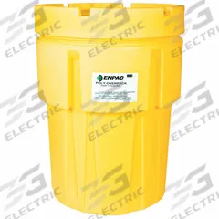 ENPAC Salvage Drum: Polyethylene, 65 gal, Screw-On Lid, Unlined/No Interior Coating, Salvage Drum (MPN 1065-YE). Key specifications — Drum Material: Polyethylene; Drum Head Type: Open Head; UN Rating Solids: UN 1H2/X200/S; UN Rating Liquids: Not Rated; Interior Lining: Unlined/No Interior Coating; Drum Message Text: Salvage Drum; Closing Ring Material: HDPE; For Holding: Drums.
