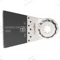 FEIN Oscillating Tool Blade: 2 9/16 in Blade Wd, 3 13/16 in Overall Lg, Precision Cutting, Bi-Metal (MPN 63502208260). Key specifications — attr1097473: Wood; attr1097476: FEIN; attr1097456: Precision Cutting.