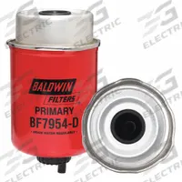 BALDWIN FILTERS Fuel Filter: Cartridge, 5 3/4 in Overall Lg, 3 1/2 in Outside Dia, Cellulose (MPN BF7954-D). Key specifications — attr1137520: BF7954-D; attr1137521: FS19972; attr434022: BALDWIN FILTERS; attr427730: Cellulose; attr427731: Attached Grommet; attr1017112: Trucks; attr1017113: John Deere.