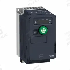 SCHNEIDER Variable Speed Drive: In Phase Single, 200-240V AC, Out Phase Three, 3/4 hp, IP20, Manual (MPN ATV320U06M2C412). Key specifications — Style: Compact; Color: Black/Blue/Gray; Output Phase: Three.