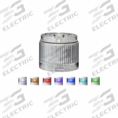 PATLITE Tower Light Module: Steady, 24V DC, Amber/Blue/Cyan/Green/Purple/Red/White, 40 mm Overall Ht (MPN LR6-E-MZ+FB295). Key specifications — Brand: PATLITE; Compatible with Series: LR6; Lens Color: Amber; Operating Voltage: 24V DC; Manufacturer Part Number: LR6-E-MZ+FB295.