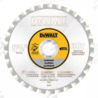 DEWALT Circular Saw Blade: 5 3/8 in Blade Dia., 30 Teeth, 0.06 in Cut Wd, 13/16 in Arbor Size (MPN DW9052). Key specifications — attr1116119: DEWALT; attr1145631: Soft Metals.