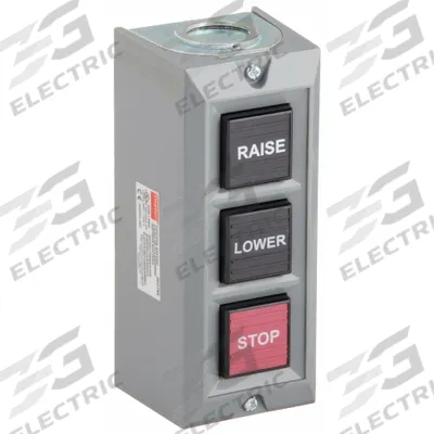 Dayton Control Station: (3) Push Buttons, 0 Pilot Lights, 2NO/3NC, Raise/Lower/Stop - Push-Button Control Stations