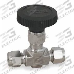 PARKER Needle Valve: Inline Valve Body, 316 Stainless Steel, Integral Bonnet, 3/8 in Pipe Size, PTFE (MPN 6A-V6LK-SS). Key specifications — For Media: Oil; Standards: ISA S75.02; Brand: PARKER; Valve Series: V; Stem Type: V-Stem; Connection Type - Side 1: Compression; Connection Type - Side 2: Compression; Connection Type: Compression x Compression.