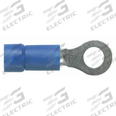 PANDUIT Ring Terminal: Blue, Vinyl Insulation, #6 Stud Size, 16 AWG to 14 AWG Wire Sizes, 600 V (MPN PV14-6R-C). Key specifications — attr1308027: PANDUIT.