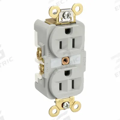HUBBELL Receptacle: Duplex, 5-15, Gray, 125V AC, 15 A, 2 Pole / 3 Wire (MPN HBL5262GY) - General Purpose Receptacles