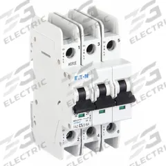 EATON IEC Miniature Circuit Breaker: 5 A Amps, 48/96V DC, 10kA at 277/480V AC, Screw Clamp, C (MPN FAZ-C5/3-NA). Key specifications — DC Voltage Rating: 48/96V DC; Max. AIR Rating: 10kA at 277/480V AC; Terminal Connection: Screw Clamp; Brand: EATON.
