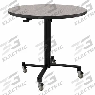 NATIONAL PUBLIC SEATING Café Table: Laminate, Grey Nebula, 40 1/2 in Overall Ht - Max, Circle - Adjustable-Height Cafe & Breakroom Tables