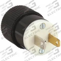 BRYANT Straight Blade Plug: 1-15P, 125V AC, 15 A, 2 Pole, 2 Blade, Black/White (MPN 9754NS)
