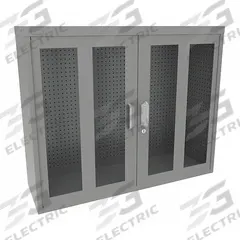 VIDMAR Pegboard Wall Cabinet: 45 in x 14 in x 37 in, Clearview, Pull Handle & Keyed, Gray, 127 lb Wt (MPN Grainger48880). Key specifications — attr66693: Medium Duty; attr66638: Steel; attr66636: Assembled; attr66635: Gray; attr66630: VIDMAR.