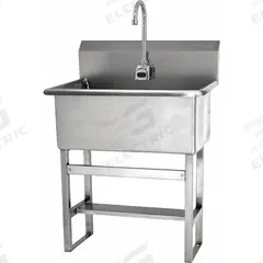 SANI-LAV Scrub Sink: 45 1/2 in Overall Ht, 22 in Bowl Lg, 10 1/2 in Bowl Dp, 2 gpm Flow Rate, Sensor (MPN 531FA). Key specifications — Includes Side Splash: Side Splash Not Included; Power Source: AC Powered; Brand: SANI-LAV.