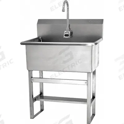 SANI-LAV Scrub Sink: 45 1/2 in Overall Ht, 22 in Bowl Lg, 10 1/2 in Bowl Dp, 2 gpm Flow Rate - One-Station Freestanding Hand Sinks with Faucets