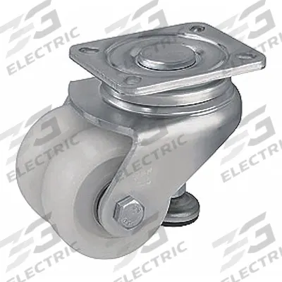 APPROVED VENDOR Plate Caster: Steel, 3 in Wheel Dia, 4 1/4 in Mounting Ht, Swivel, 3,305 lb Load Capacity - Easy-Turn Leveling Plate Casters