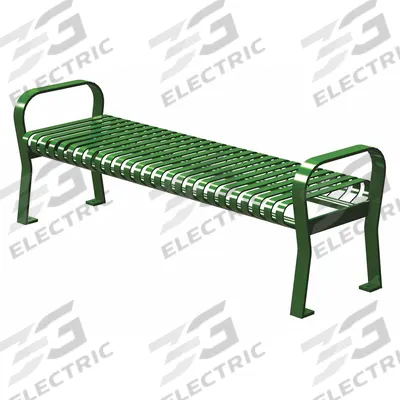 THOMAS STEELE Outdoor Bench: Carnival, 72 in Overall Lg, 18 in Overall Ht, Green, Green - Powder Coated Steel Benches