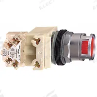 SCHNEIDER Illuminated Push Button: Illuminated, Flush Profile, Metallic, 30 mm, SPDT (MPN 9001K3L38LRRH13). Key specifications — Brand: SCHNEIDER; Action: Momentary; Series: 9001K; Push Button Material Type: Metallic.