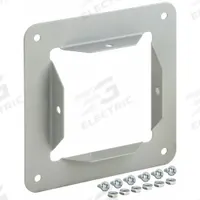 HOFFMAN Wireway Panel Adapter: 4 in Wd, 4 in Ht, 16 ga Gauge, 1, Without Knockouts, Steel, Painted (MPN F44GPA). Key specifications — Brand: HOFFMAN; Finish: Painted; With/Without Knockouts - Broad: No.