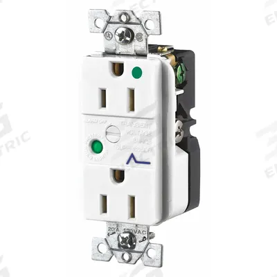BRYANT Receptacle: Hospital Grade, Duplex, 5-15R, White, 125V AC, 15 A - General Purpose Receptacles