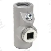 Sealing Fitting - Vertical and Horizontal: Iron, 1 1/2 in Trade Size, Female, NPT (MPN EYF-150). Key specifications — Brand: APPLETON ELECTRIC; Connection Type: Threaded; Thread Gender: Female; Ends - Hazardous Fittings: 1-1/2 in FNPT x 1-1/2 in FNPT; Material: Iron; Hazardous Location Rating: Class II, Division 1 and 2, Groups E, F, G; Thread Type: NPT; Standards: UL 886.