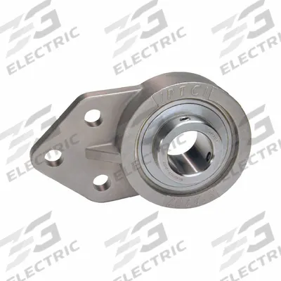 IPTCI BEARINGS 3 Bolt Flange Bearing: Radial Ball, 1 3/16 in Bore, SS, Set Screws - Washdown Flange-Mount Ball Bearings