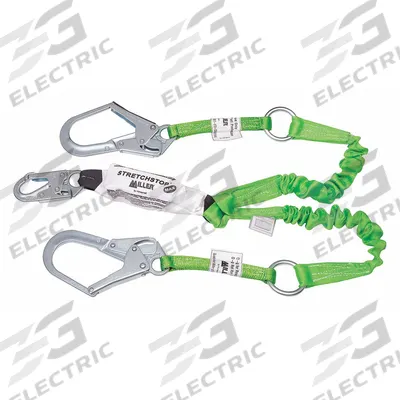 MILLER BY PIP Shock-Absorbing Lanyard: Shock Pack, Steel Rebar Hook, Steel Snap Hook - General Fall Protection Shock-Absorbing Lanyards