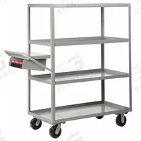 LITTLE GIANT Utility Cart: 3,600 lb, 4 Shelves, 64 in L x 30 in W x 65 in H Overall Dim, Flat (MPN 4ML-3048-6PH-WSP). Key specifications — Caster Wheel/Tread Material: Phenolic; Brand: LITTLE GIANT; Caster/Wheel Configuration: (2) Rigid.