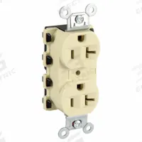 HUBBELL Receptacle: Duplex, 5-20, Ivory, 125V AC, 20 A, 2 Pole / 3 Wire (MPN SNAP5362IA)