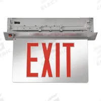 Exit Sign: 2 Faces, Red, Aluminum, Universal Field Selectable Chevrons, LED, Silver, Nickel Cadmium (MPN EDGR 2 RMR EL). Key specifications — Housing Color: Silver; Brand: LITHONIA LIGHTING; Lighting Technology: LED; Self Diagnostics: No; Housing Material: Aluminum; Text Color: Red.