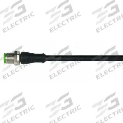Cordset: M12 Male Straight X Bare Wire, 5 Pins, Black, PUR, 1 m Cable Lg, 4 A Max Current (A) (MPN 7000-12041-6350100). Key specifications — Cable Jacket Color: Black; End 1 Gender: Male; End 1 Mounting Orientation: Straight; End 2 Connection Type: Bare Wire; IP Rating: IP66K; Brand: MURRELEKTRONIK; Wire Size: 22 AWG; Cable Jacket Material: PUR.
