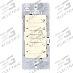 HUBBELL WIRING DEVICE-KELLEMS Countdown Timer: 24 hr Max, 2 hr Min, SPST, 120/277V AC, Light Almond (MPN DT5012LA). Key specifications — Brand: HUBBELL WIRING DEVICE-KELLEMS; Includes Hold: No Hold Included.