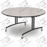 PALMER HAMILTON Folding Table: White Nebula, 30 in Overall Ht, 60 in Overall Lg, 60 in Overall Wd (MPN PHLIP20-3060RD-WNB). Key specifications — Tabletop Structural Material: Particle Board; Tabletop Surface Material: Laminate.