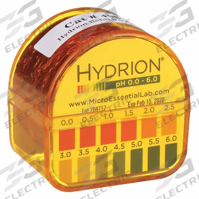 HYDRION pH Paper: 0 pH to 6 pH, 0.5 pH Resolution, 15 ft Overall Lg, 1/4 in Overall Wd - High Precision pH Papers