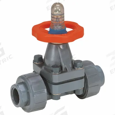 HAYWARD Diaphragm Valve: 1 1/4 in, PVC, 2-Way, NPT x Socket, 150 psi Max Pressure (CWP) - PVC Diaphragm Valves for Chemicals with Position Indicators