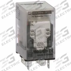 SCHNEIDER General Purpose Relay: Socket Mounted, 15 A Current Rating, 24V DC, DPDT, 8 Pins/Terminals (MPN 8501RSD42V53). Key specifications — Brand: SCHNEIDER; Base Type: Square; Mounting Style: Socket; Pin Shape: Flat; Electrical Connection: Quick-Connect; Manufacturer Part Number: 8501RSD42V53; Series: Square D 8501R Miniature Series.