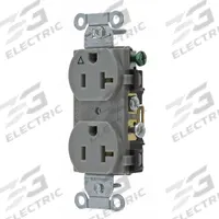 BRYANT Receptacle: Duplex, 5-20, Gray, 125V AC, 15 A, 2 Pole / 3 Wire (MPN CR20IGRY)
