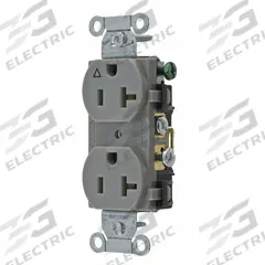 BRYANT Receptacle: Duplex, 5-20, Gray, 125V AC, 15 A, 2 Pole / 3 Wire (MPN CR20IGRY)