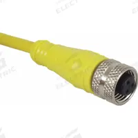 Cordset: 1/2"-20 Female Straight x Bare Wire, 3 Pins, Yellow, PVC, 5 m Cable Lg, 4 A Max Current (A) (MPN E18213). Key specifications — Brand: IFM; Cable Jacket Color: Yellow; IP Rating: IP67; Wire Size: 22 AWG.