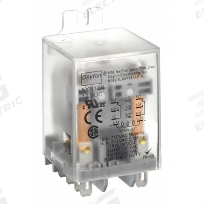 Dayton Flange Mount Relay: Surface (Side Flange) Mounted, 12V DC, DPDT - Surface-Mounted Relays