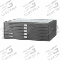 SAFCO PRODUCTS Flat File Cabinet: Black, 5 Drawers, 16 1/2 in Overall Ht, 35 3/8 in Overall Dp (MPN 4996BLR). Key specifications — attr988670: Powder Coated; attr988694: Steel; attr988691: Yes; attr988652: SAFCO PRODUCTS; attr988656: Black; attr988720: Handle.