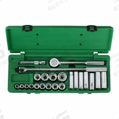 SK PROFESSIONAL TOOLS Socket Wrench Set: 1/2 in Drive, 23 Piece, 12-Point, SAE - SAE Socket Sets with Drive Tools
